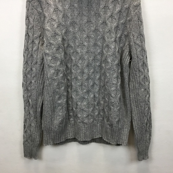 Mutual Weave Men's Cable Knit Turtleneck Sweater Heather Grey Size L - Picture 5 of 9